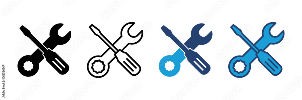 Repair tools icon vector. tool icon vector. setting icon vector. Wrench and screwdriver. support, Service Repair tools icon vector. tool icon vector. setting icon vector. Wrench and screwdriver. support, Service