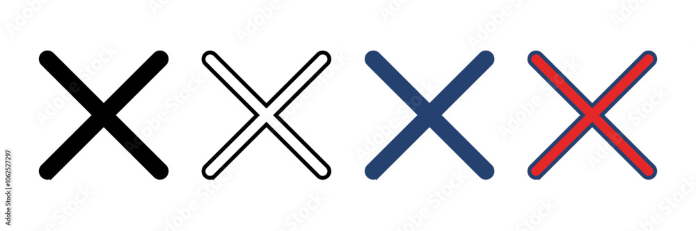 Close vector icon. Delete icon vector. cross sign Close vector icon. Delete icon vector. cross sign