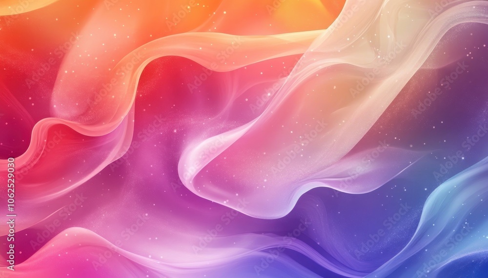 Obraz premium Abstract Gradient Background with Wavy Lines and Glittering Particles
