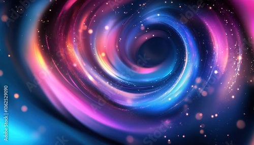 Abstract Swirling Cosmic Nebula with Glowing Particles