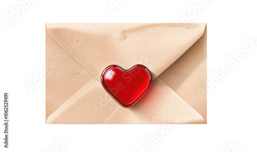 Wallpaper Mural A heartfelt envelope sealed with a red heart-shaped wax on a white isolate background. Torontodigital.ca