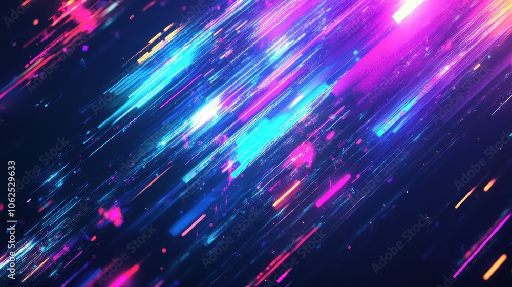 Fototapeta premium Abstract Background with Diagonal Lines of Neon Light