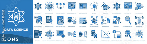Data Science icon. Data Science, Machine Learning, Predictive Modeling, Statistical Analysis and Data Visualization