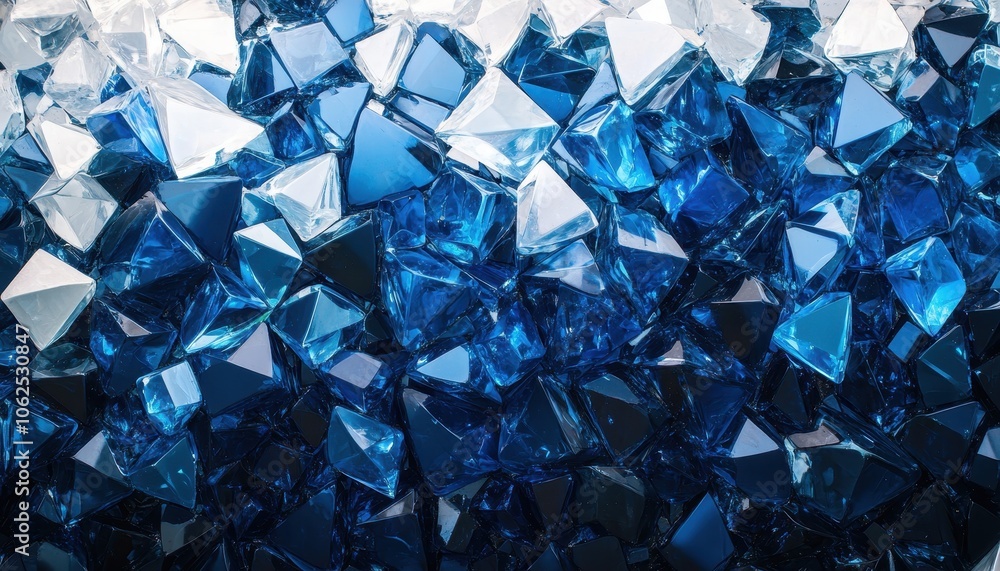 Close-up of a Cluster of Deep Blue and White Crystalline Gems Close-up of a Cluster of Deep Blue and White Crystalline Gems