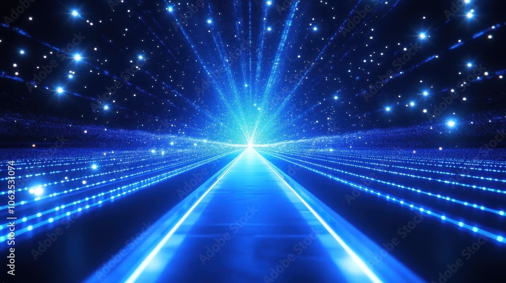 A Bright Blue Path Leading Through a Starry Sky A Bright Blue Path Leading Through a Starry Sky