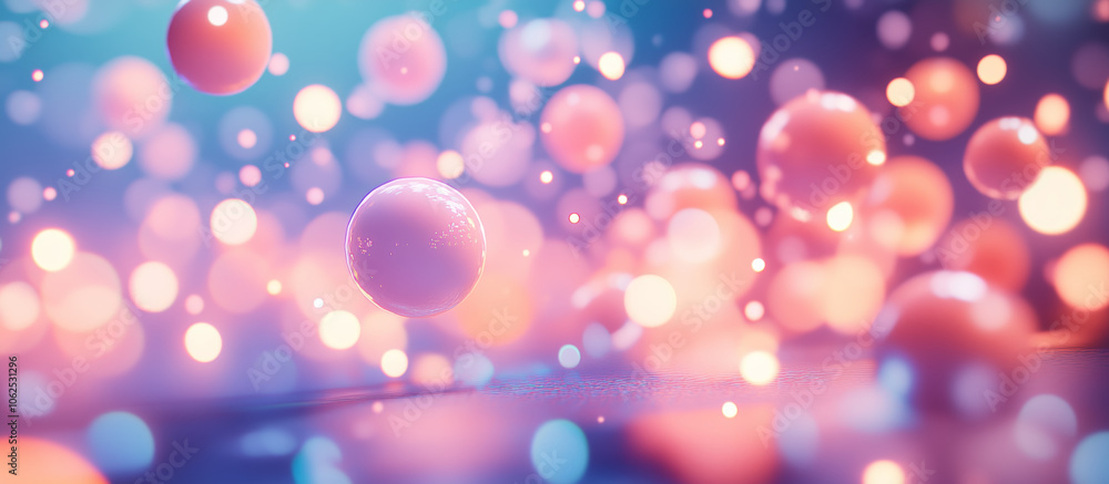 Vibrant pastel spheres with soft bokeh lights in an abstract background
Vibrant pastel spheres with soft bokeh lights in an abstract background