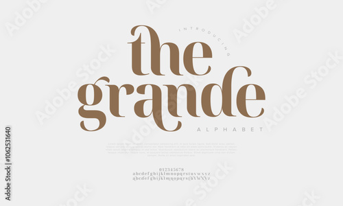 Thegrande typography beauty fashion elegant minimalist serif italic fonts decorative wedding vintage retro logos. Minimal luxury font alphabet logo. Vector illustration