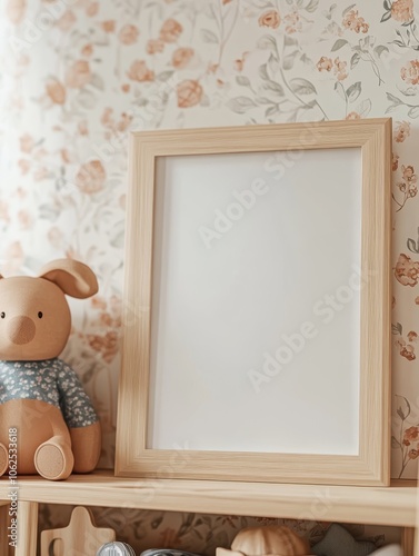 Wooden Frame with Plush Toy in Nursery	
