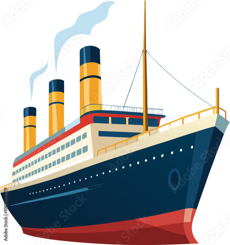 titanic ship on white background