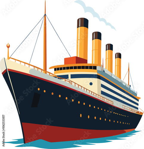 titanic ship on white background