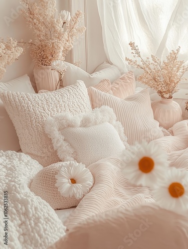 Soft Pink Bedding with Daisies 