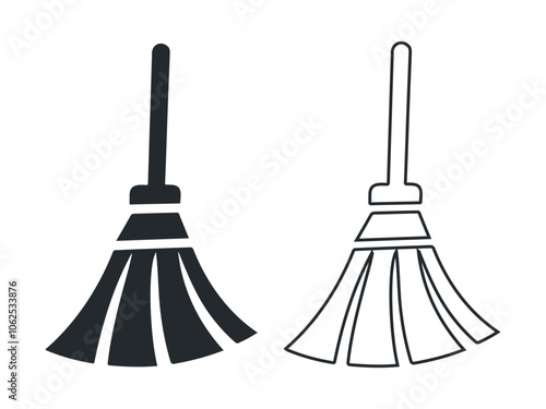 Halloween magic broomstick vector design, witch fantasy flying broomstick icon.