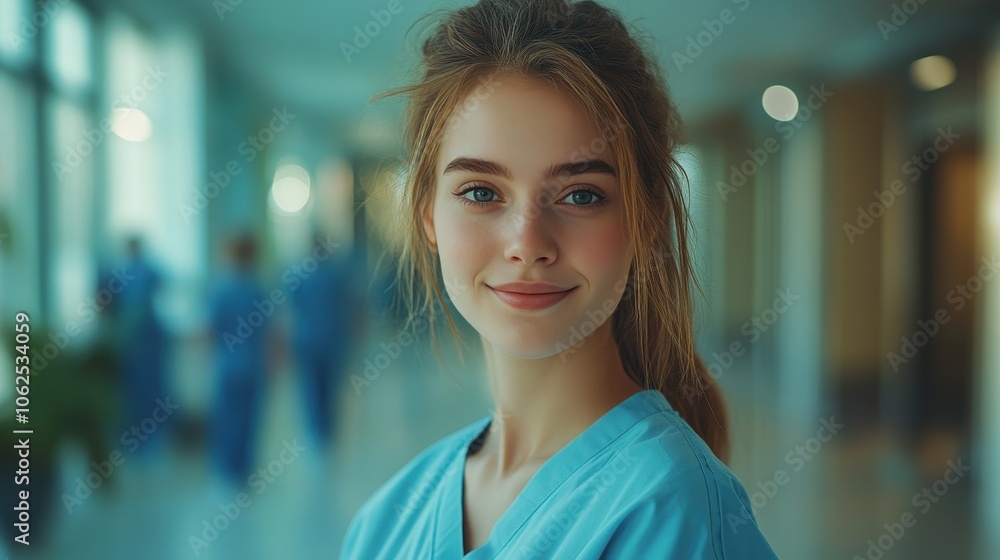 Portrait of a young attractive nurse at the hospital Portrait of a young attractive nurse at the hospital