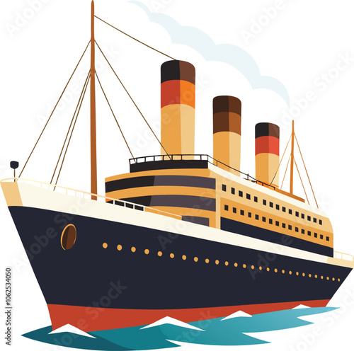 titanic ship on white background
