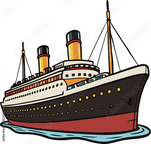 titanic ship on white background