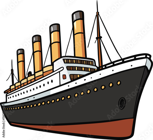 titanic ship on white background
