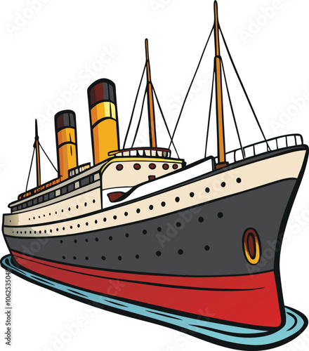 titanic ship on white background