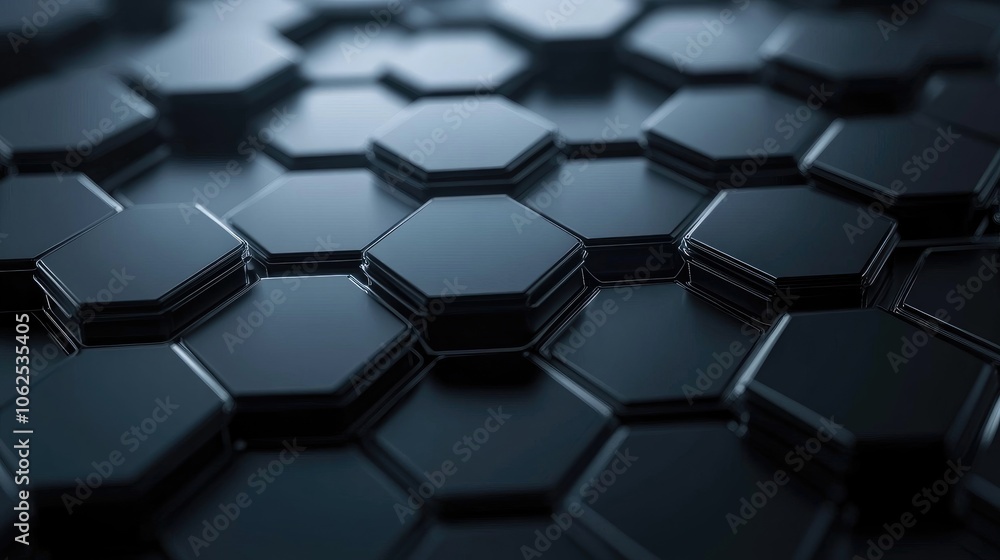 Abstract Black Hexagon Pattern with Depth and Texture Abstract Black Hexagon Pattern with Depth and Texture