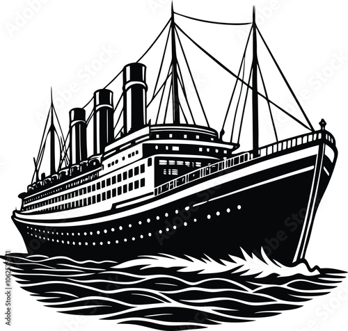 titanic ship on white background