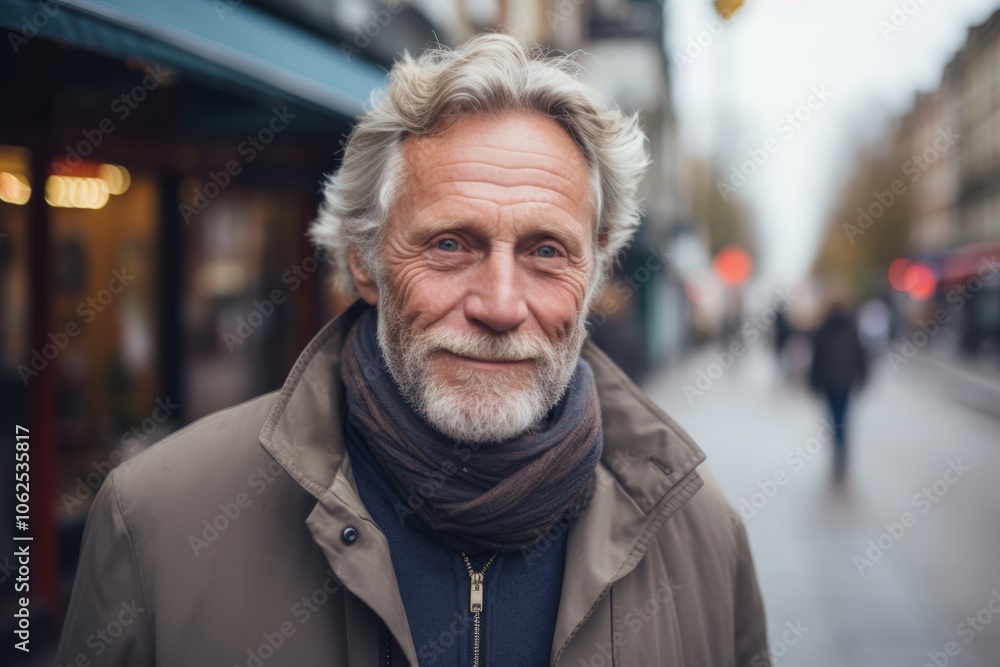 Portrait of a handsome senior man with grey hair and beard in the city Portrait of a handsome senior man with grey hair and beard in the city