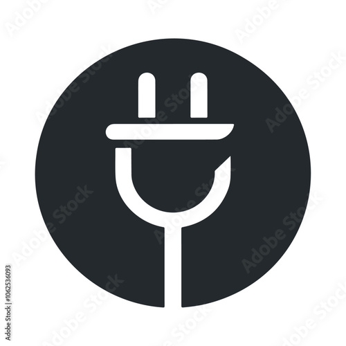 Power plug vector icon design, silhouette plug.