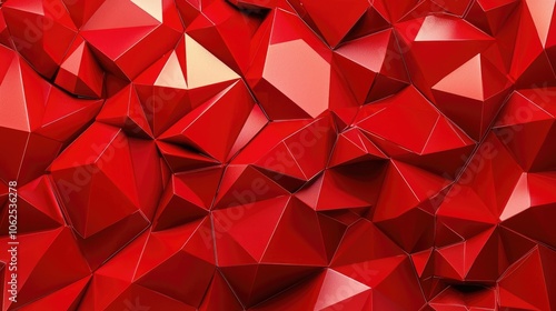 Abstract Red Geometric Pattern with Shiny Triangles