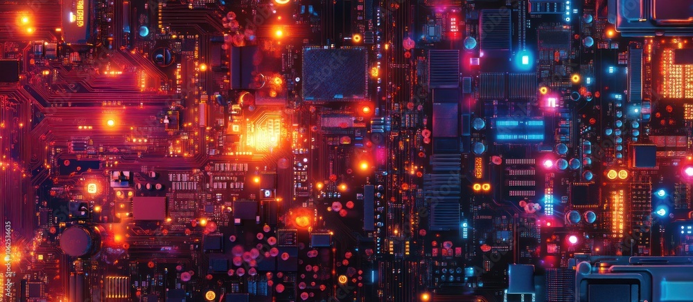 Fototapeta premium Abstract Circuit Board with Glowing Lights