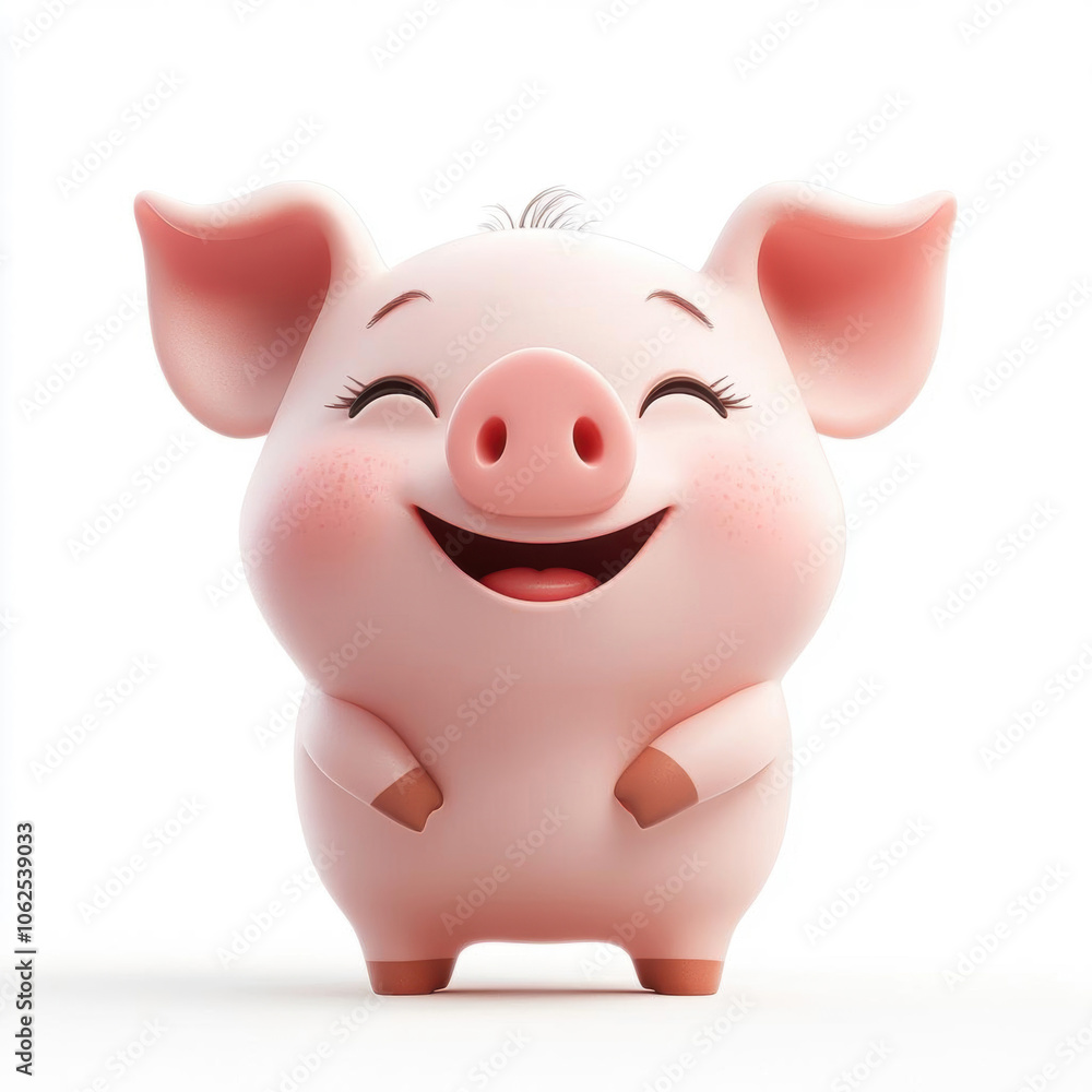 Charming cartoon pig with a big smile, showcasing a joyful personality and friendly demeanor, perfect for children’s themes and designs. Charming cartoon pig with a big smile, showcasing a joyful personality and friendly demeanor, perfect for children’s themes and designs.