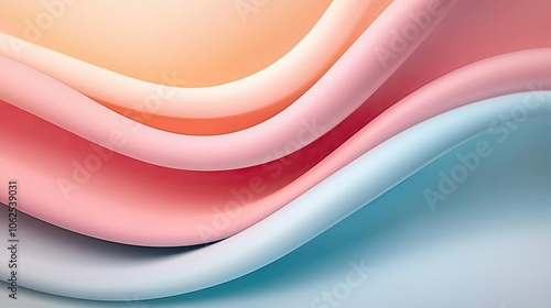 Soft pastel waves of paper in harmonious colors on textured background.