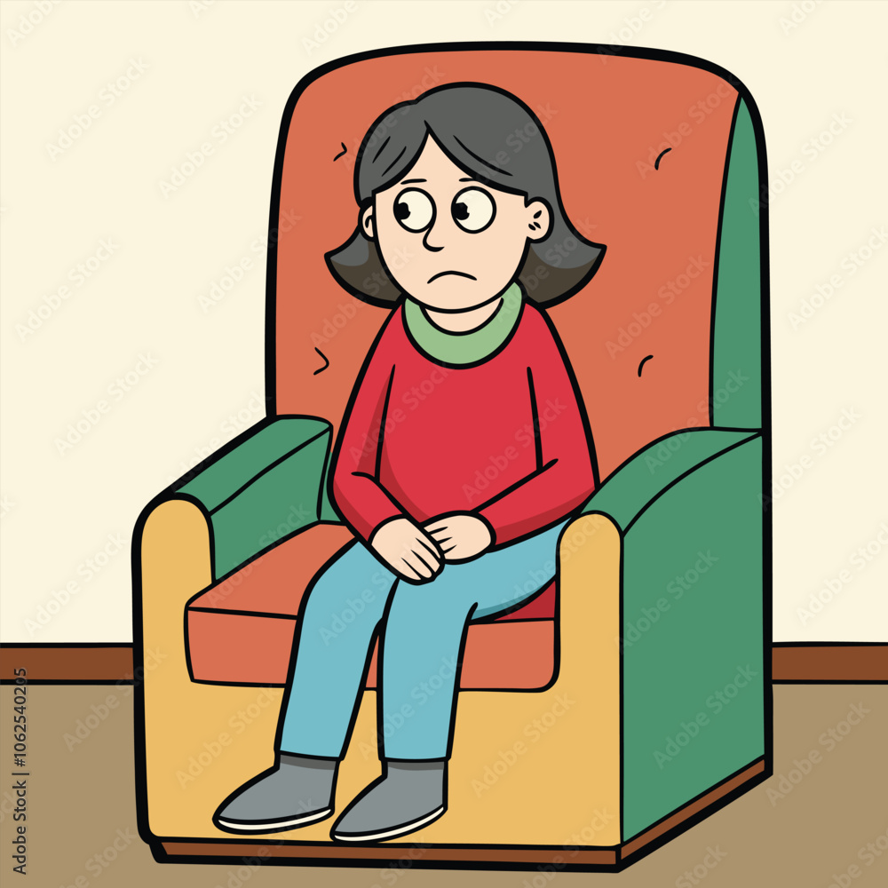 vector una mujer sentada en una silla triste vector una mujer sentada en una silla triste