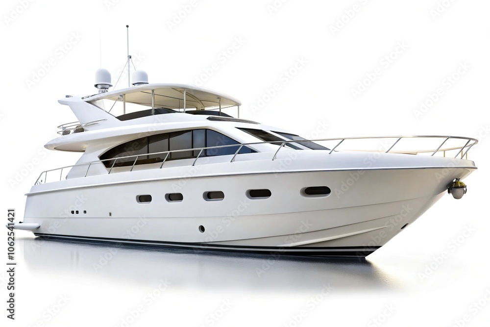 White yacht isolated on white background, symmetrical White yacht isolated on white background, symmetrical