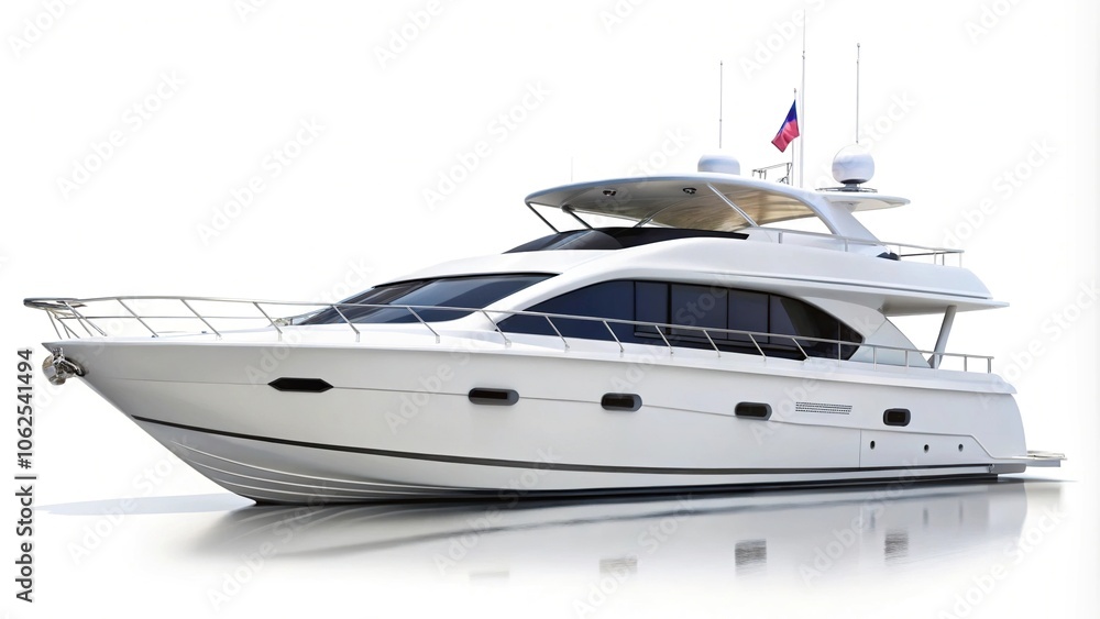 white yacht on white background, luxury boat close-up white yacht on white background, luxury boat close-up