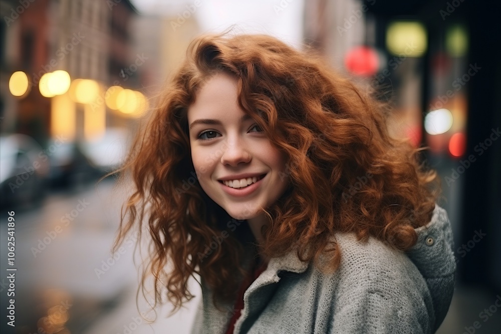 Portrait of a beautiful young redhead woman in the city. Portrait of a beautiful young redhead woman in the city.
