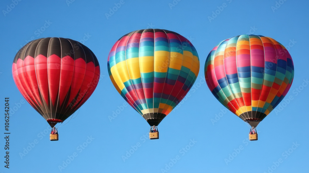 Naklejka premium Colorful Hot Air Balloons in a Clear Blue Sky