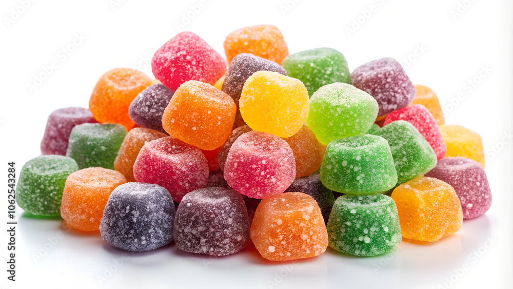 sugar-coated gummy candies colorfull isolated on white background sugar-coated gummy candies colorfull isolated on white background