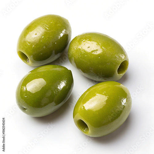 green olives on white background
