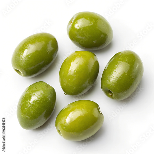 green olives on white background
