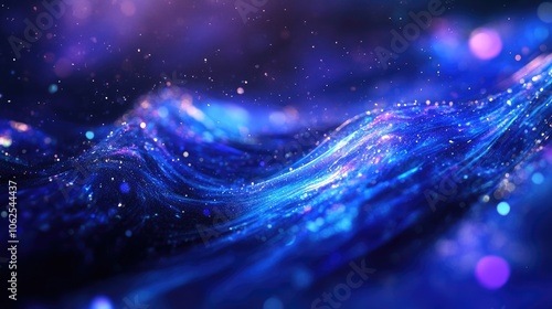 Abstract Blue and Purple Background with Glowing Particles photo