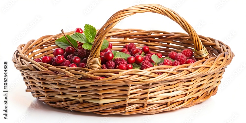 Wicker basket for berries made of willow twigs isolated on white Wicker basket for berries made of willow twigs isolated on white