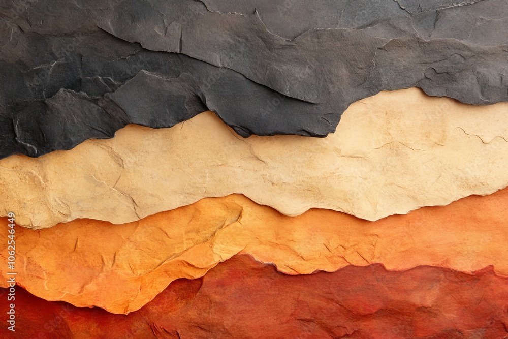 Fototapeta premium Abstract layered texture in earthy colors on a white background.