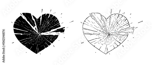 Broken glass Heart Vector illustration