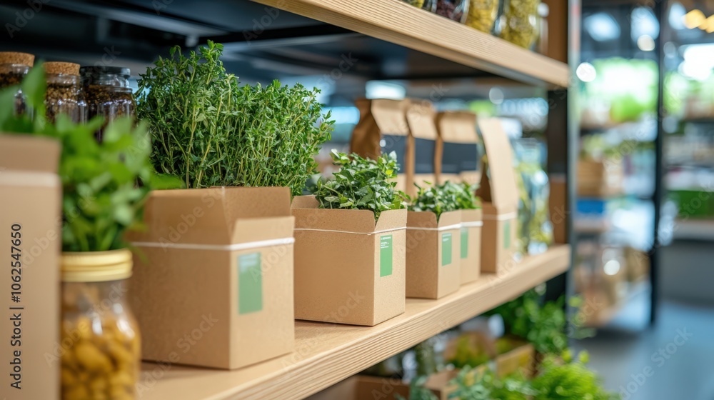 A shelf full of potted plants and herbs A shelf full of potted plants and herbs