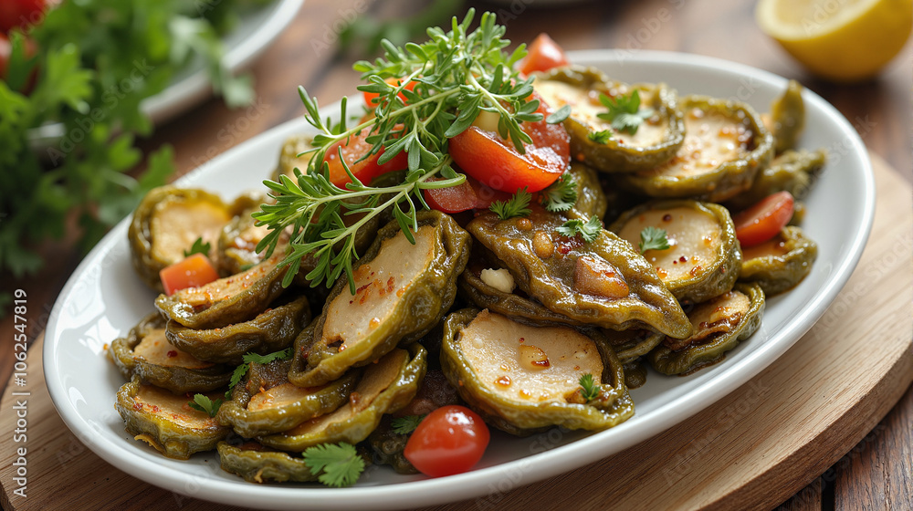 Delicious vegetable dish with zucchini and tomatoes Delicious vegetable dish with zucchini and tomatoes