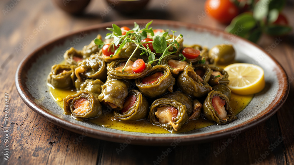 Delicious artichoke appetizer with lemon and tomatoes Delicious artichoke appetizer with lemon and tomatoes