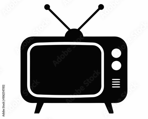 television silhouette vector, tv icon symbol,Old television tv retro vintage icon silhouette minimalist clipart illustration,Retro old tv vector silhouette,Old tv vector silhouette isolated.