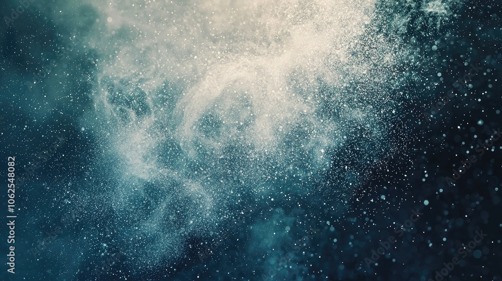 Fototapeta premium Abstract Blue Background with White Sparkles and Bokeh
