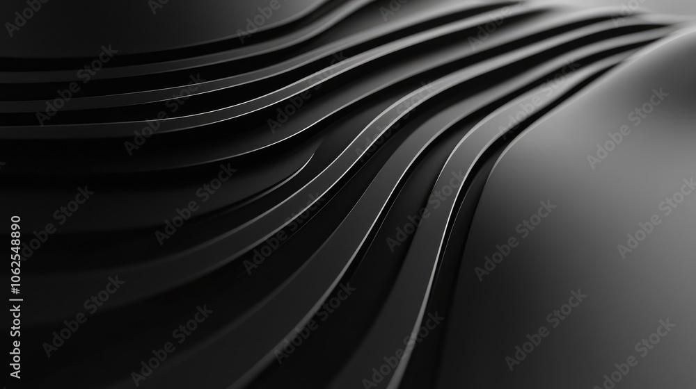 Abstract Black Curved Lines Forming a Wavy Pattern