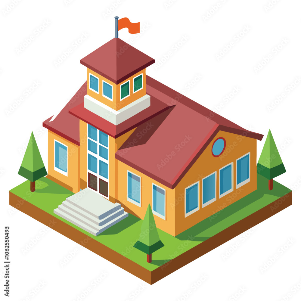3d object of the school building on white background 3d object of the school building on white background