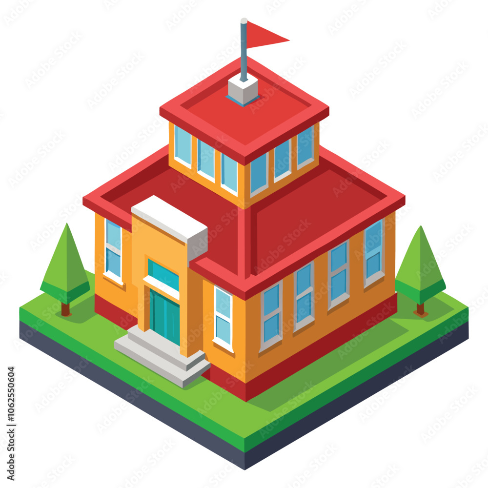 3d object of the school building on white background 3d object of the school building on white background