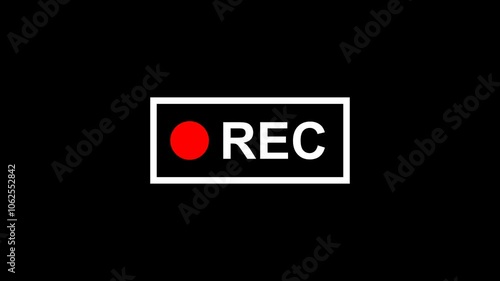 Record Button with Red Dot Blinking Recording Sign Animation 4k Motion Graphics Video Footage With Alpha channel No Background
